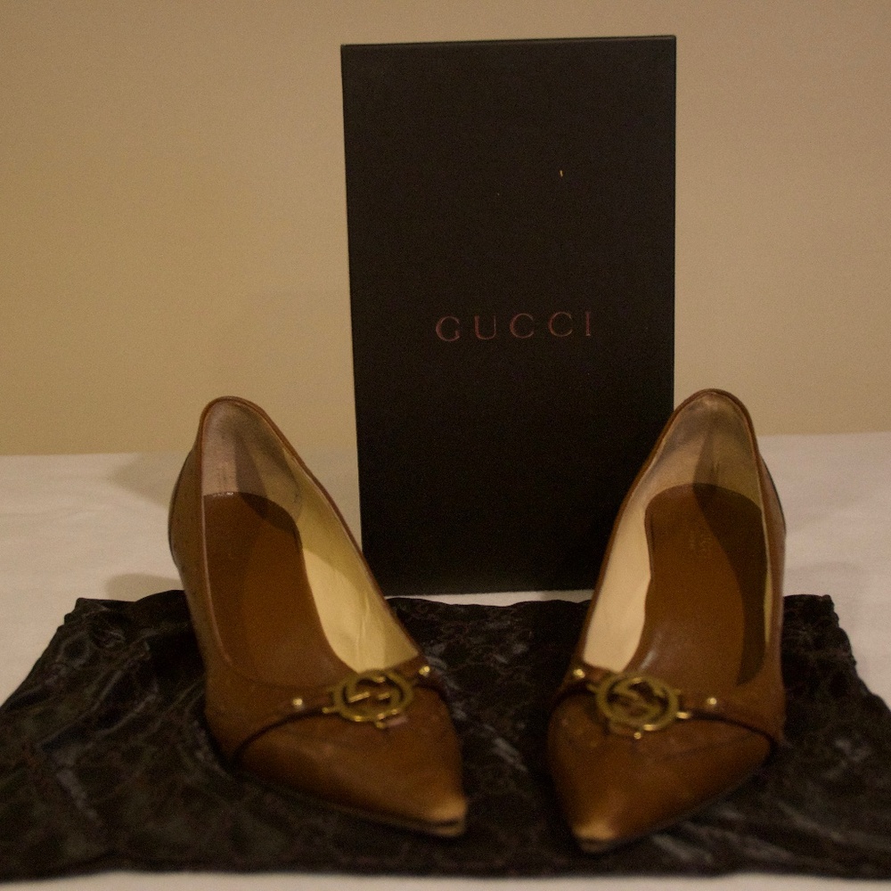 Gucci Brown Leather Heels - 9B